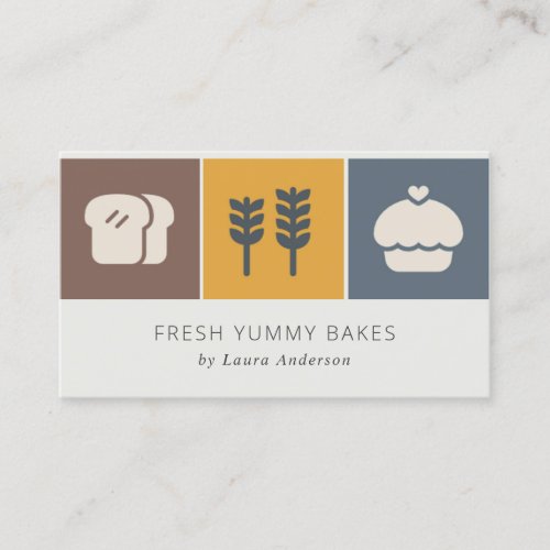 Muffin Wheat Bread Ochre Brown Grey Chef Baking Business Card