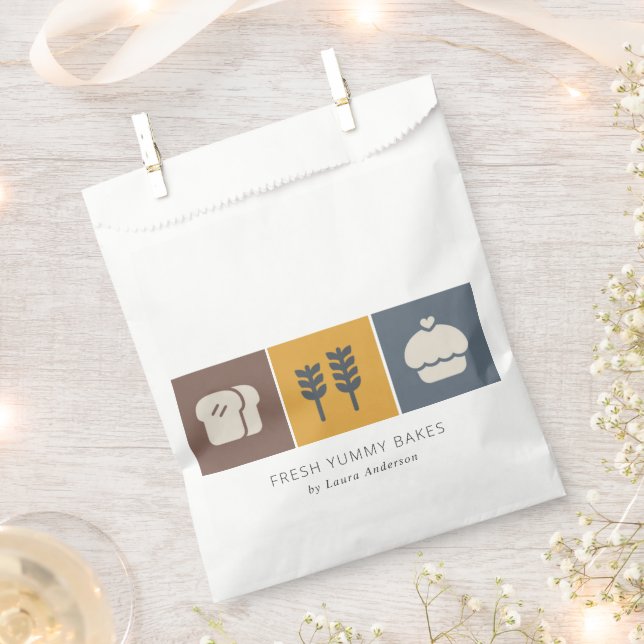 Muffin Wheat Bread Ochre Brown Grey Chef Baking Favor Bag (Clipped)