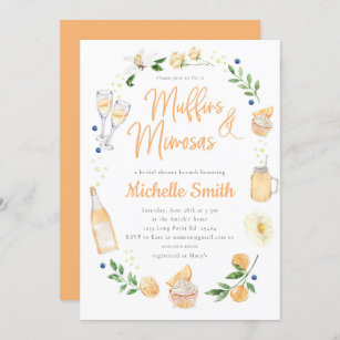 Muffins and Mimosas Bridal Shower Brunch Party  Invitation