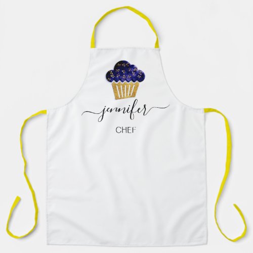 Muffins Bakery Catering Cakes Smile Gold Blue Logo Apron