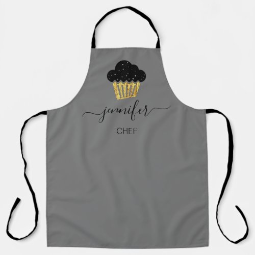 Muffins Bakery Catering Cakes Smile Gold Gray Apron