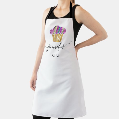 Muffins Bakery Catering Cakes Smile Gold Pink Logo Apron