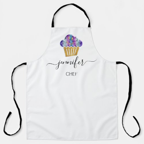 Muffins Bakery Catering Cakes Smile Purple Logo Apron