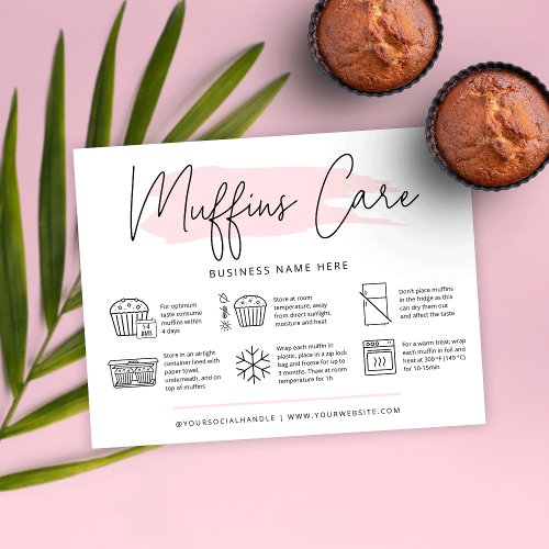Muffins Care Instructions Bakery Guide Feminine Thank You Card
