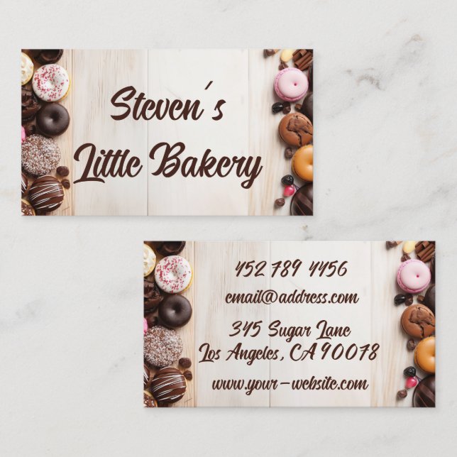 muffins, donuts and candy bakery  business card (Front/Back)