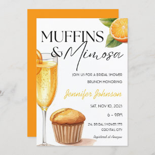 Muffins & Mimosa Orange Bridal Shower Brunch Invitation