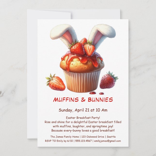 Muffins & Mornings – Easter Breakfast Party  Invitation (Front)