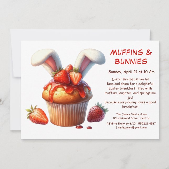 Muffins & Mornings – Easter Breakfast Party  Invitation (Front)