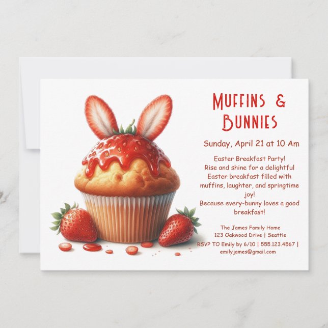 Muffins & Mornings – Easter Breakfast Party  Invitation (Front)
