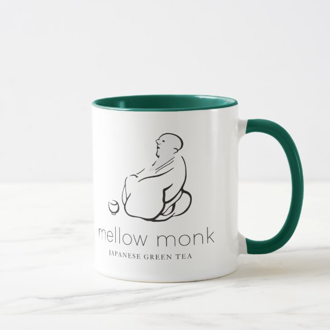 Mug, 15 oz., White and Green Ringer Style Mug (Right)