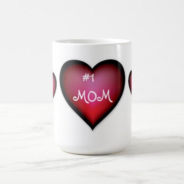 Mug/#1 Mom with Hearts Coffee Mug (Center)