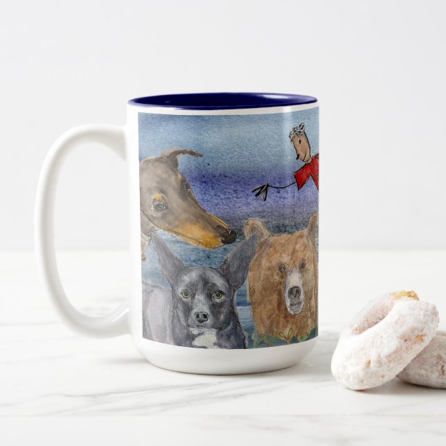 Mug #3 Joanna Flying Over Animals  (With Donut)