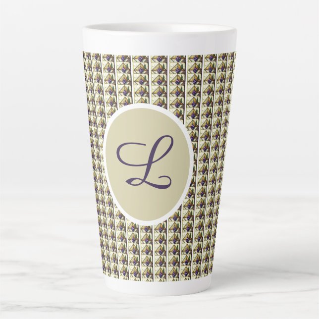 Mug à café latte monogrammé en vitrail personnalis (Front)