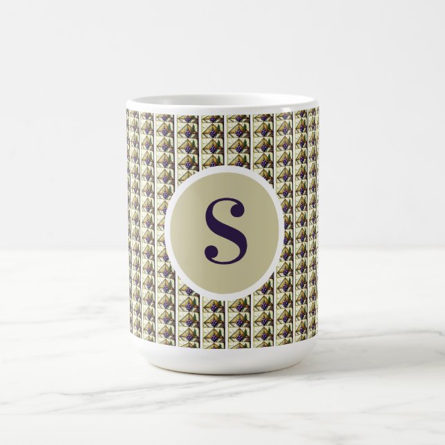 Mug à café latte monogrammé en vitrail personnalis (Center)