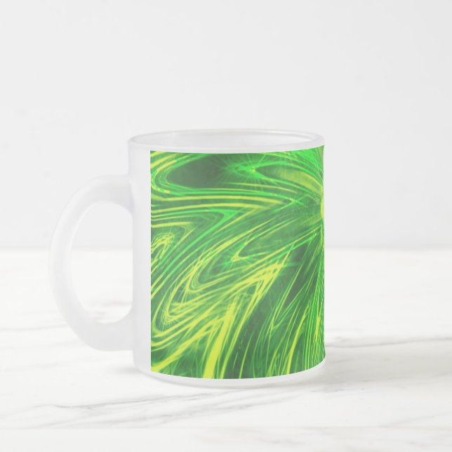 Mug Abstract Lines Green Flower (Left)