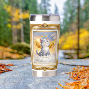 Mug Angel Cat Gold Frame Design Insulated Tumbler