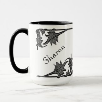 Mug - Angled Brackets and Name in Black