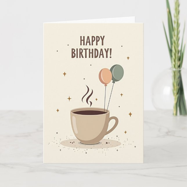 Mug Balloons Birthday Card (Front)