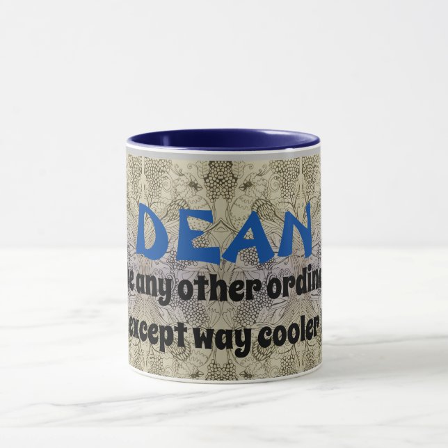 Mug -  (Bird & Floral motif) Names - Dean (Center)