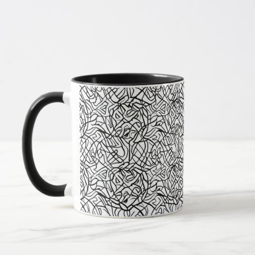 Mug _ Black and White Abstract Design