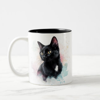 Mug black cat add own text 