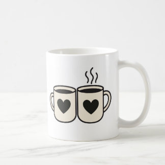 Mug Blanc Duo de Tasses Cœurs Noirs Illustration M