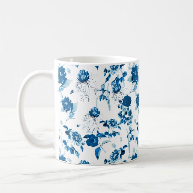 Mug-Blue Floral  Coffee Mug (Left)