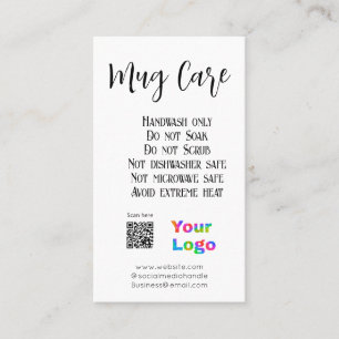 Mug care instructions add business name logo detai card