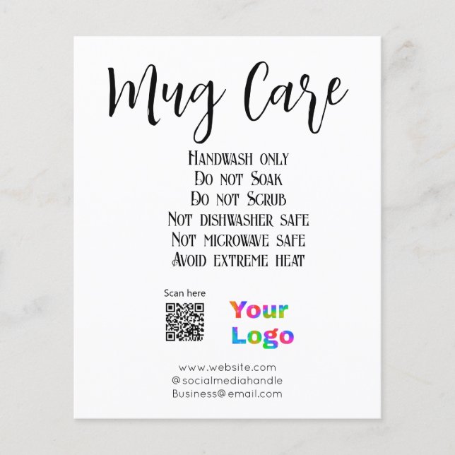 Mug care instructions add business name logo detai flyer (Front)