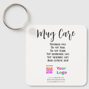 Mug care instructions add business name logo detai keychain