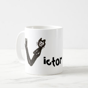 Mug - Cat Letter V with Name