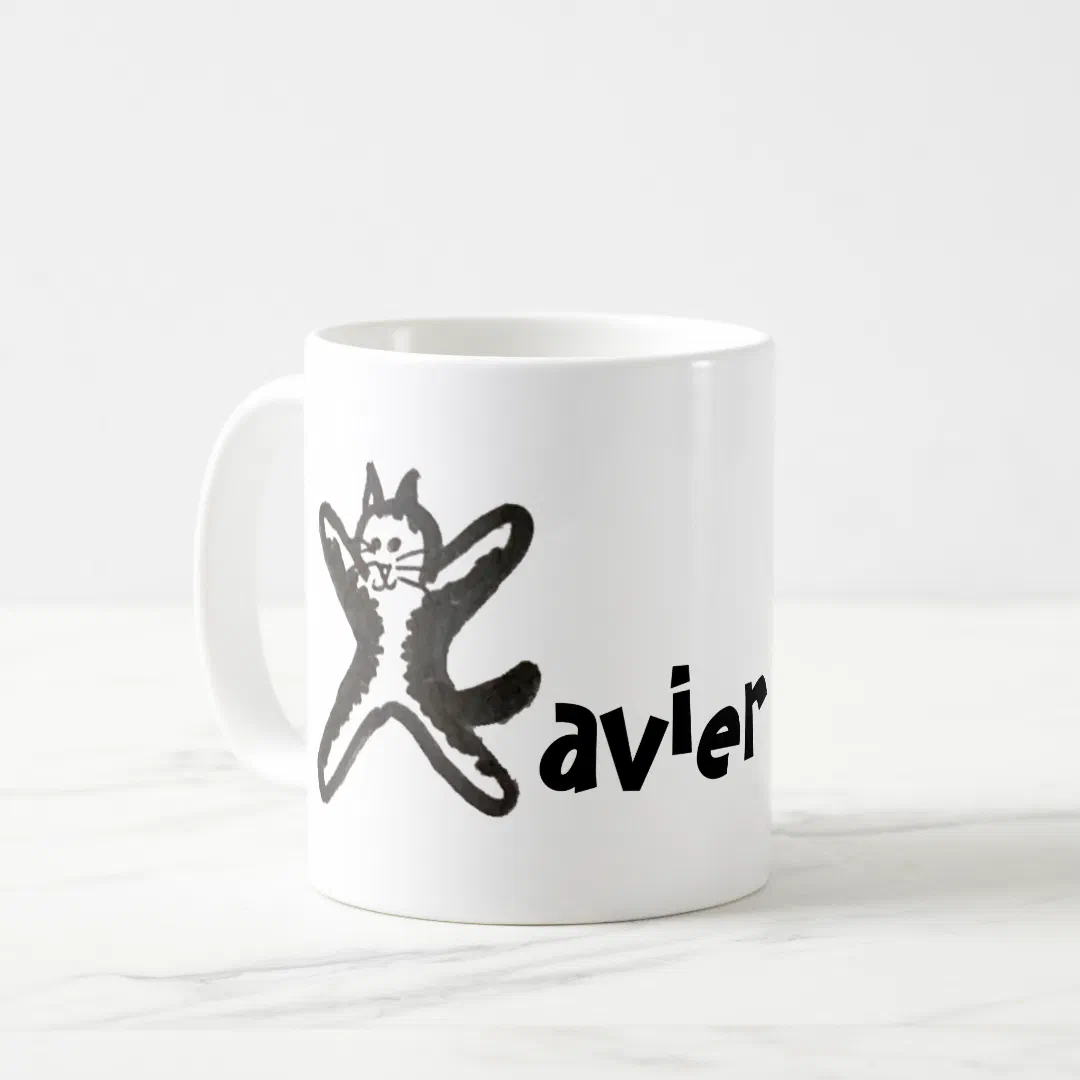 Mug - Cat Letter X with Name (Front Left)