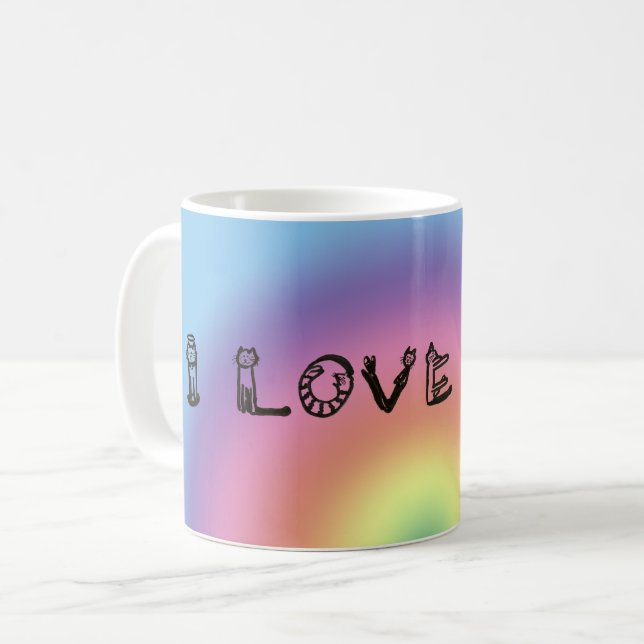 Mug - Cats Letters and Rainbow (Front Left)
