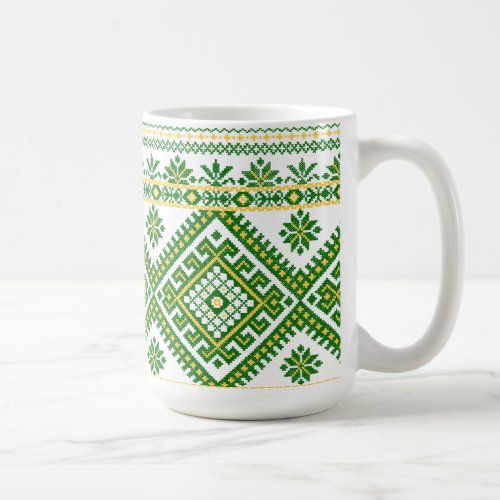 Mug Classic Green Ukrainian Cross Stitch