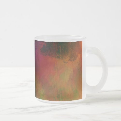 Mug Coffee Cup Dark Oranges Reds Greens Abstrac