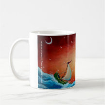 Mug, coffee, sailing, wave, bird