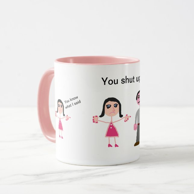 Mug Custom humor pink white (Front Left)