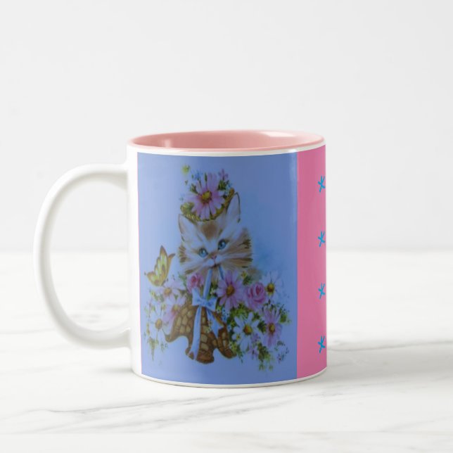 Mug cute kitten design with bow (Left)