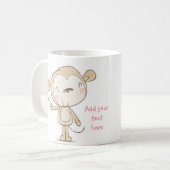 ♥ MUG ♥ Cute Monkey with pink flower illustration (Front Left)