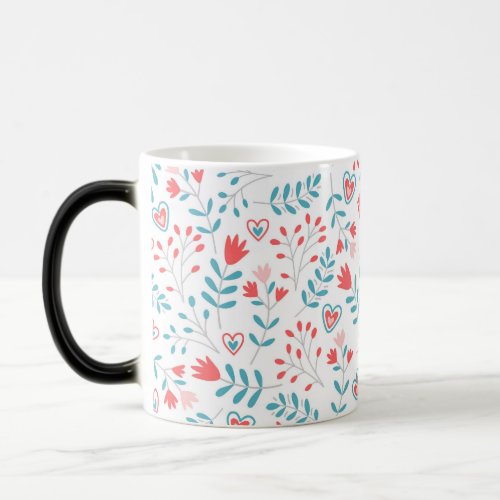 Mug Design trend with patterns of hearts and fl