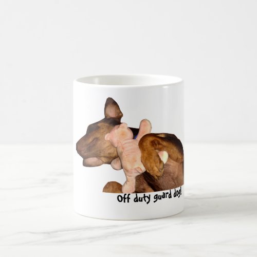 Mug_doberman dog sleeping with teddy bear coffee mug