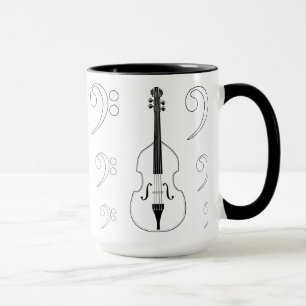 Mug - Double Bass + clefs. Pick your style + color