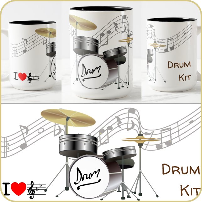 MUG - Drum Kit Design - I Heart Music (Creator Uploaded)
