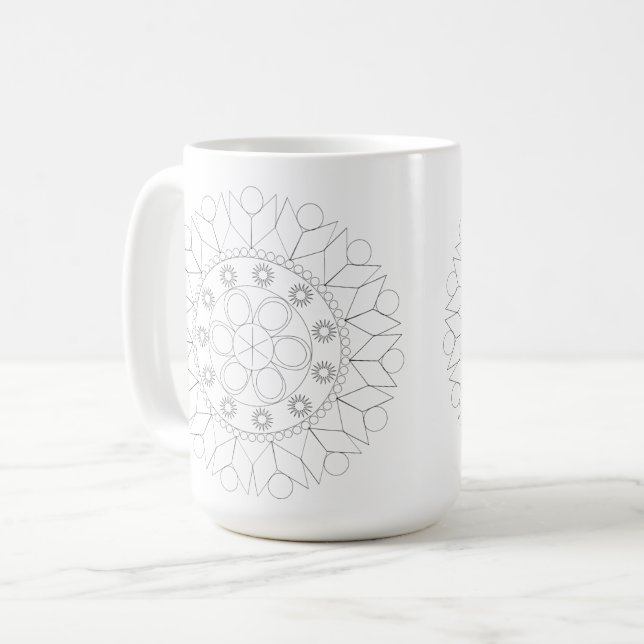 Mug - Elegant Mandala Pattern to Color (Front Left)