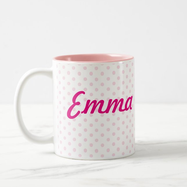 ♥ MUG ♥ EMMA white pink polka dots girly (Left)