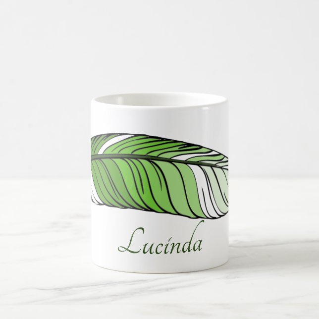 Mug - Feather and Name in Greens (Center)