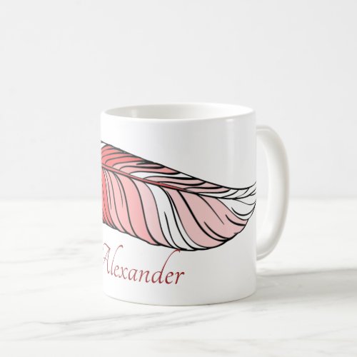 Mug _ Feather and Name in Red