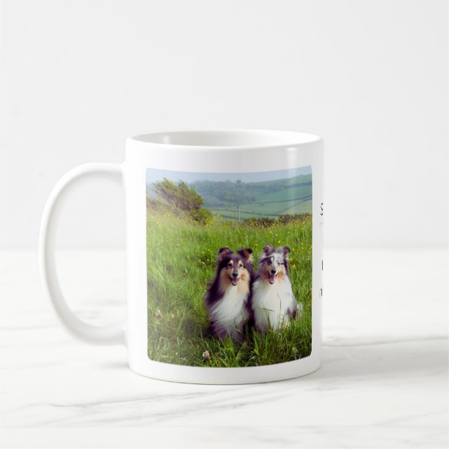 Mug featuring Shelties in a meadow (Left)
