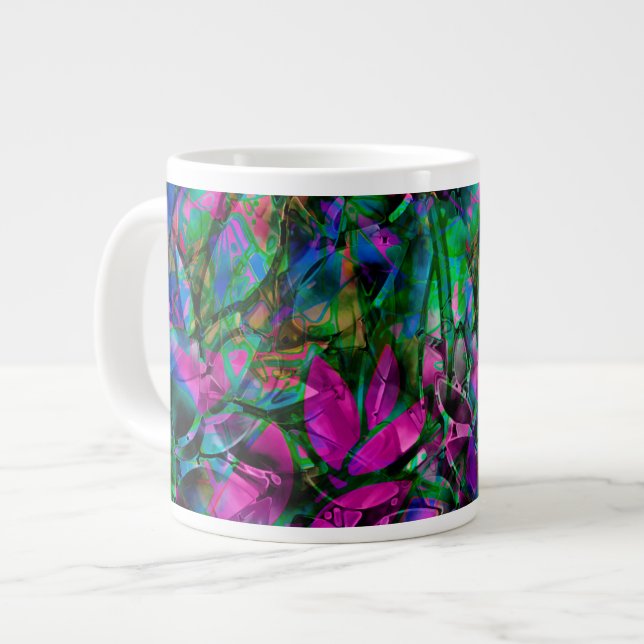 Mug Floral Abstract Stained Glass (Front Left)