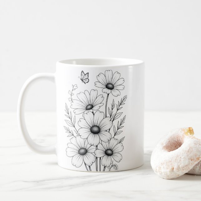 Mug Flower Design  (With Donut)